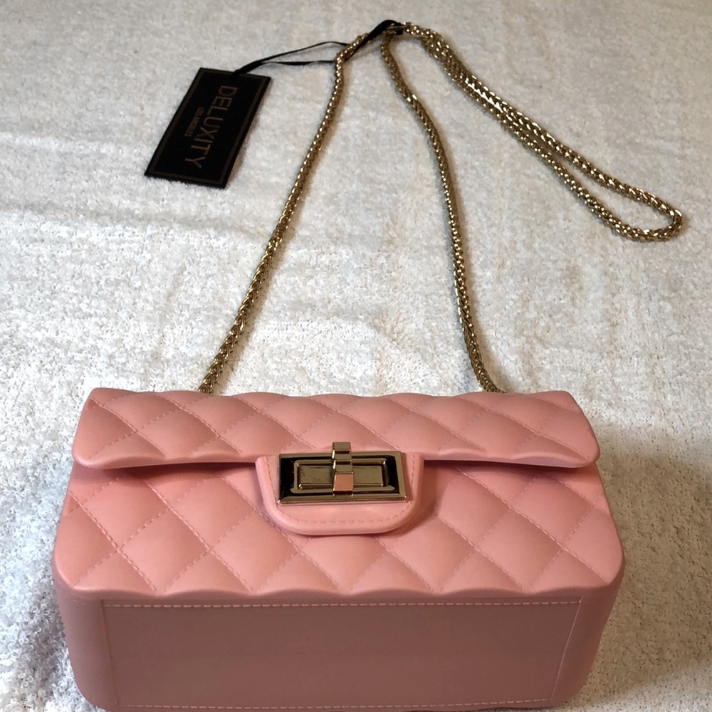 DELUXITY PINK CROSSBODY BAG SZ 4 X 6 3/4 - Picture 1 of 11